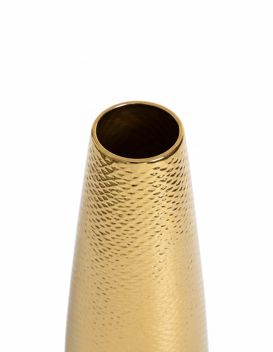 Medium Electroplated Gold Twill Edge Vase - Image 4
