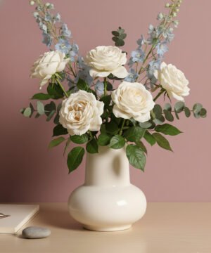 Shiny Round-Bellied White Vase