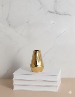 Wave Mouth Electroplated Vase – Small Gold