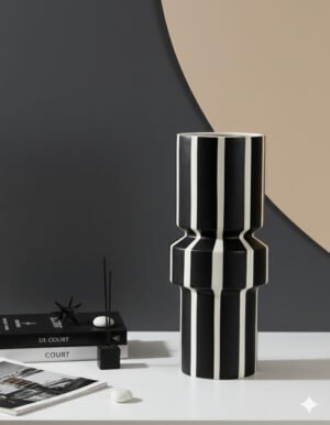 Small Black and White Striped Layered Vase
