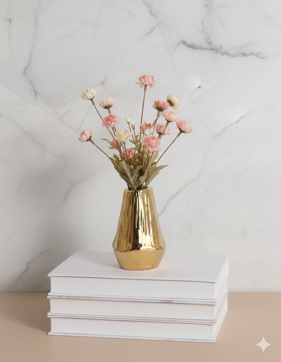 Wave Mouth Electroplated Vase – Small Gold - Image 2