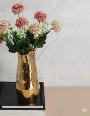 Wave Mouth Electroplated Vase – Medium Gold