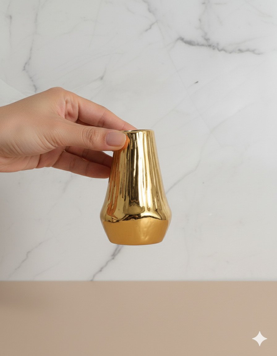 Wave Mouth Electroplated Vase – Small Gold - Image 3