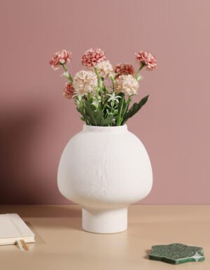 Big-Headed White Textured Vase