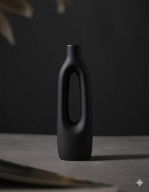 Large Black Tall Sculptural Vase