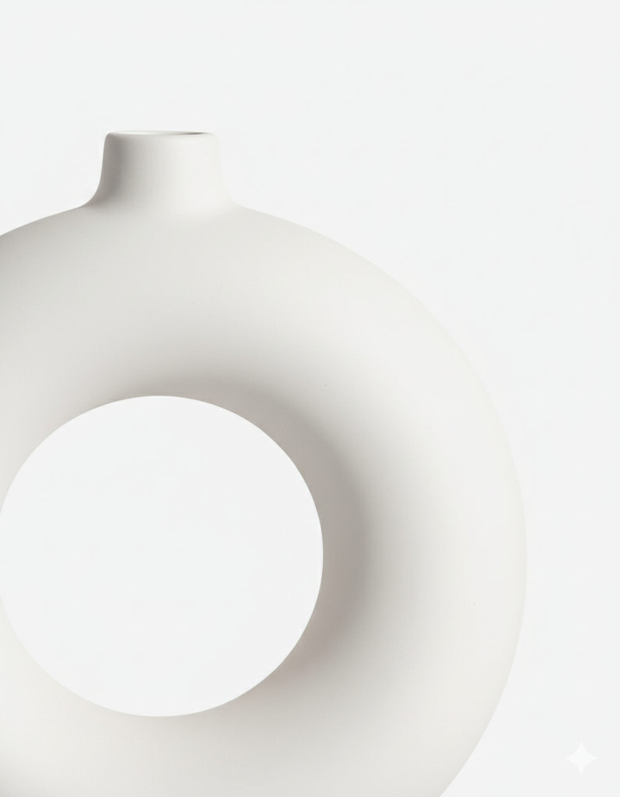 White Plain Donut Embryo Ceramic Vase - Image 4