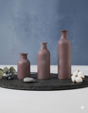 Three Piece Brown Straight-Tube Vase Set