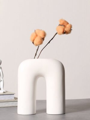 White Archway Astract Shaped Ceramic Vase