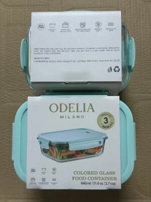 3 Pack Borosilicate Glass Food Storage Containers with Snap Lock Lid & Air Vent – 1040ml (Sage Green)