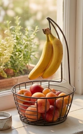 Fruit Basket with Banana Holder | Kitchen Counter Fruit Storage Organizer