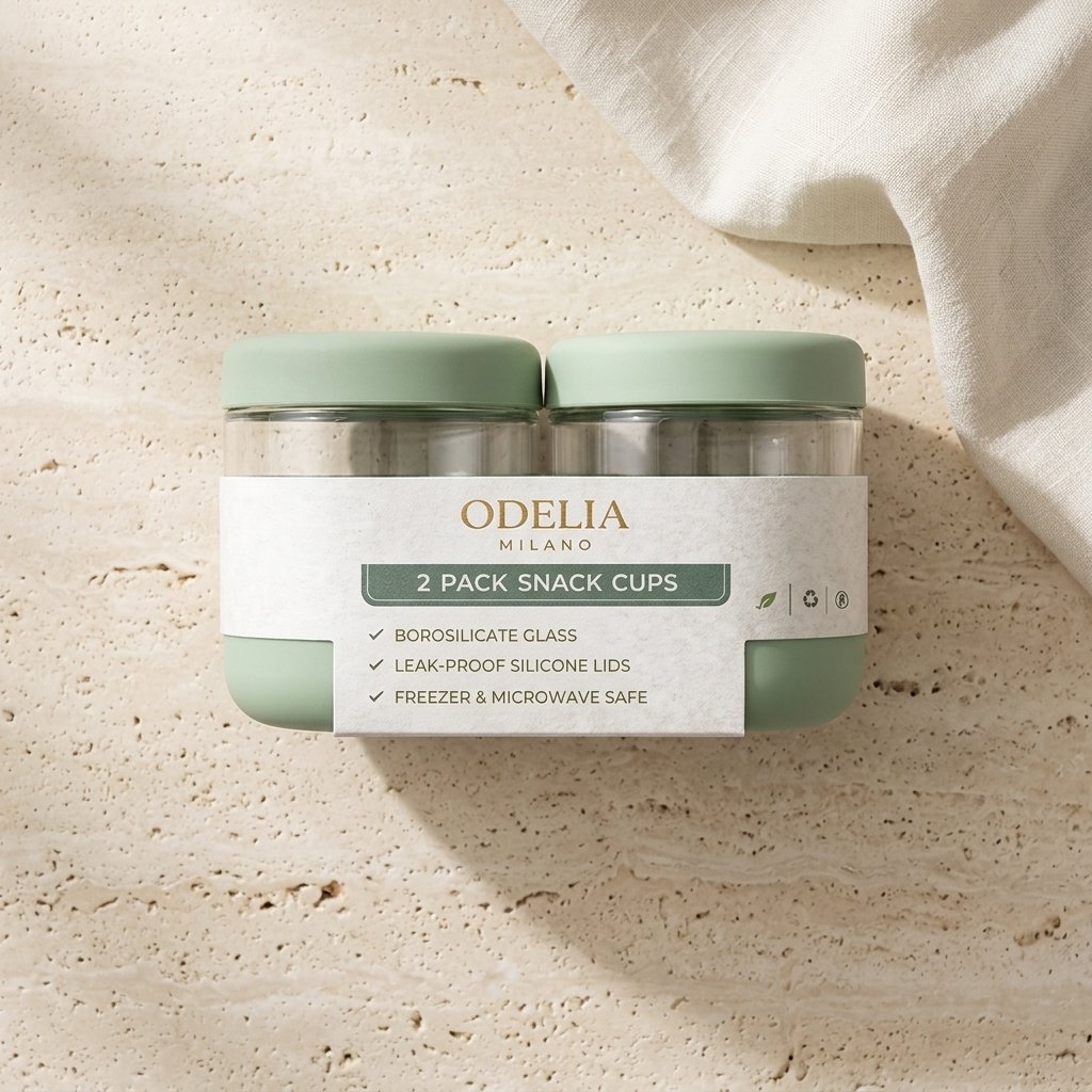Odelia 2 Pack Snack Cups (Sage) | Reusable Snack Storage Cups for Kids & Travel - Image 2