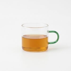 Minimalist Glass Tasting Cup with Emerald Green Handle (120ML) | Small Elegant Drinkware