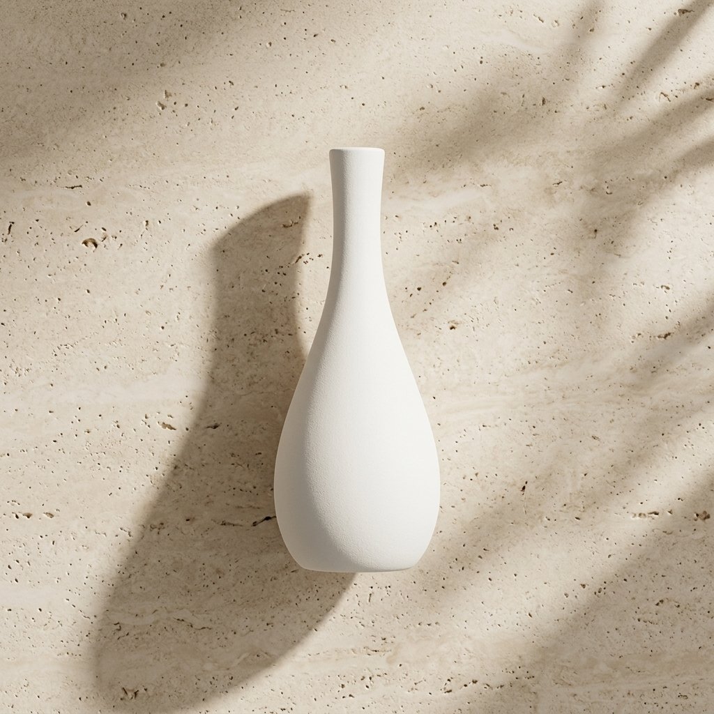 Modern White Trumpet Ceramic Bud Vase (Medium) | Elegant Table Décor Accent - Image 2