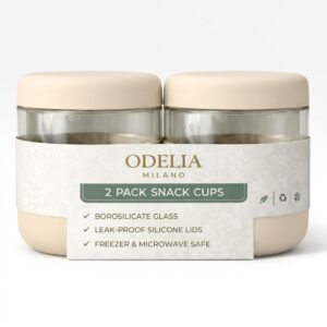Odelia 2 Pack Snack Cups (Cream) | Reusable Snack Storage Cups for Kids & Travel