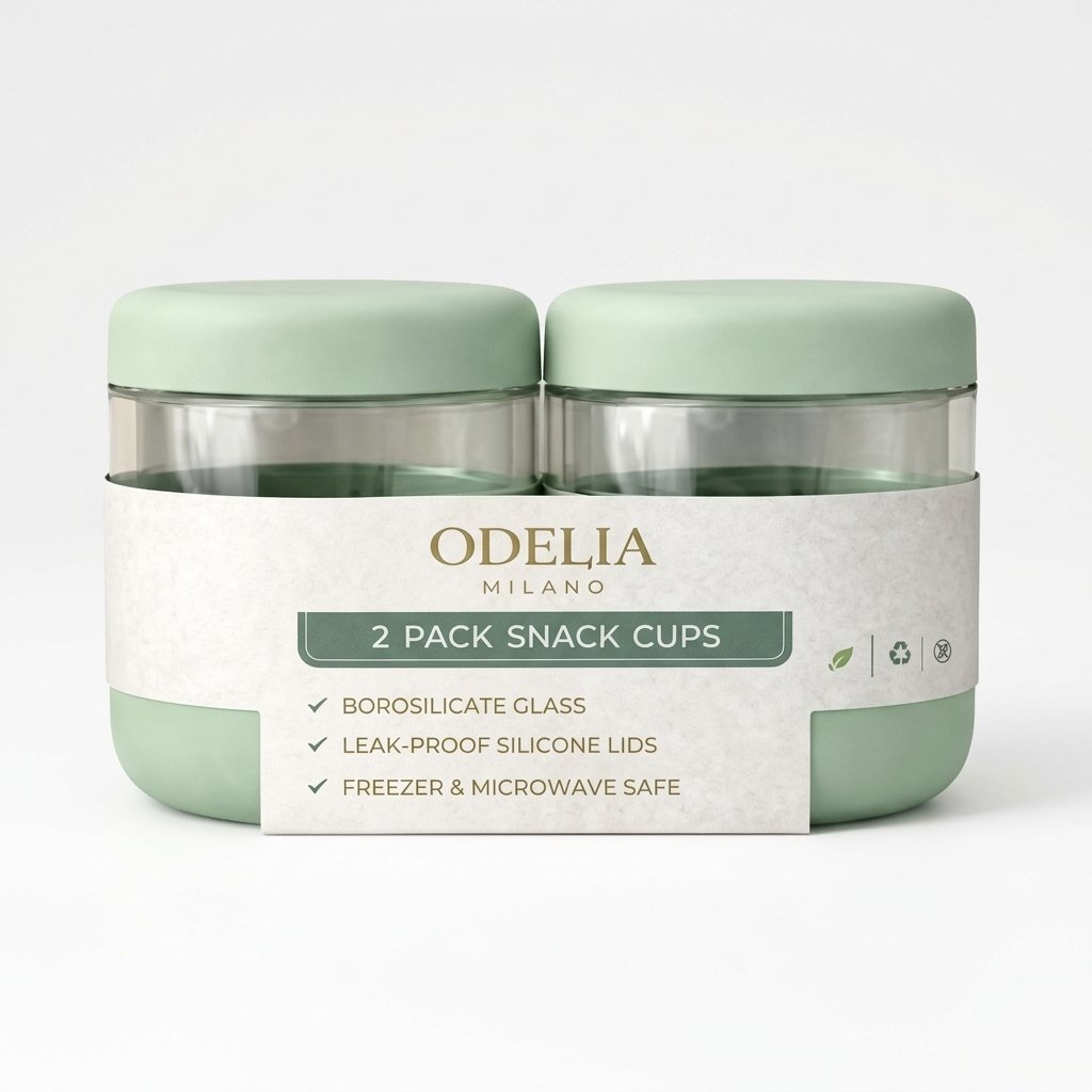 Odelia 2 Pack Snack Cups (Sage) | Reusable Snack Storage Cups for Kids & Travel - Image 4