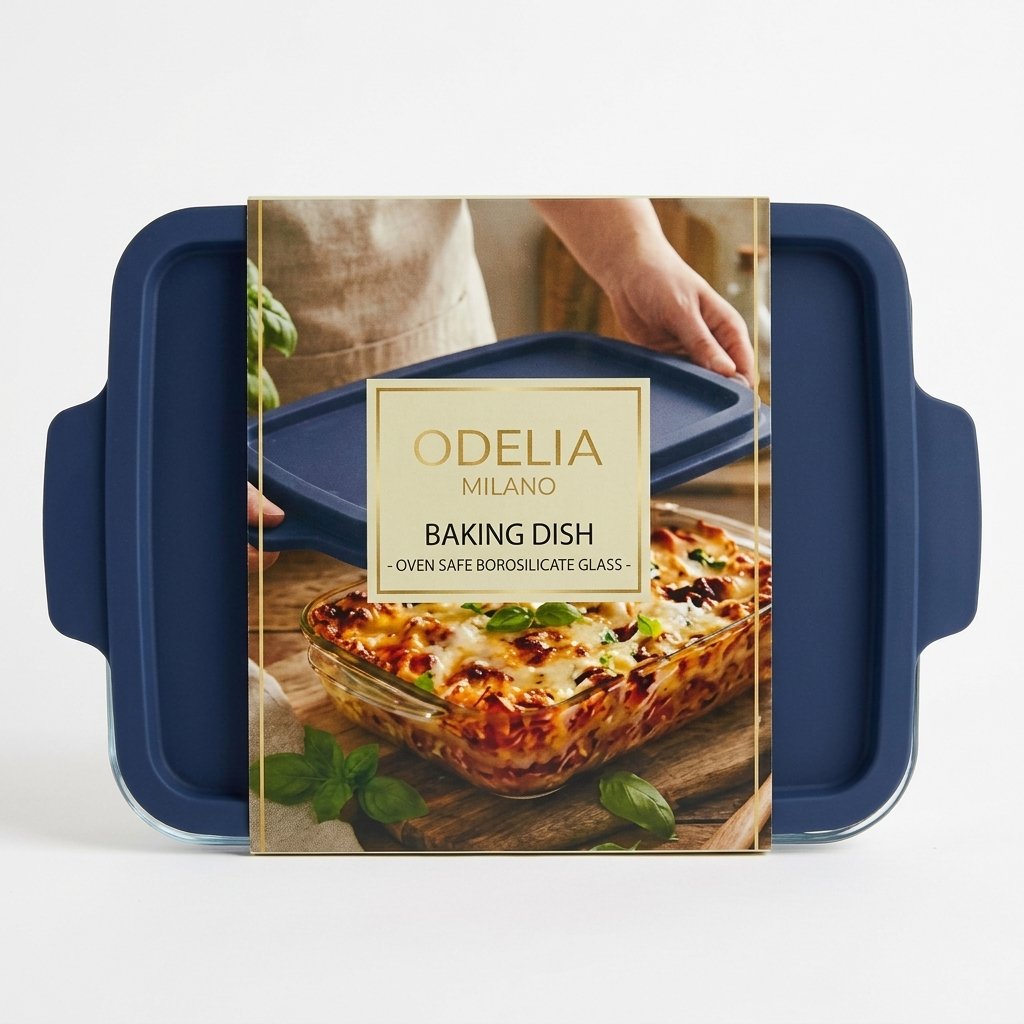 Rectangle Baking Dish with PE Lid (1000ML / 1600ML / 2200ML / 3000ML) | Food Storage & Oven Dish (Navy) - Image 2