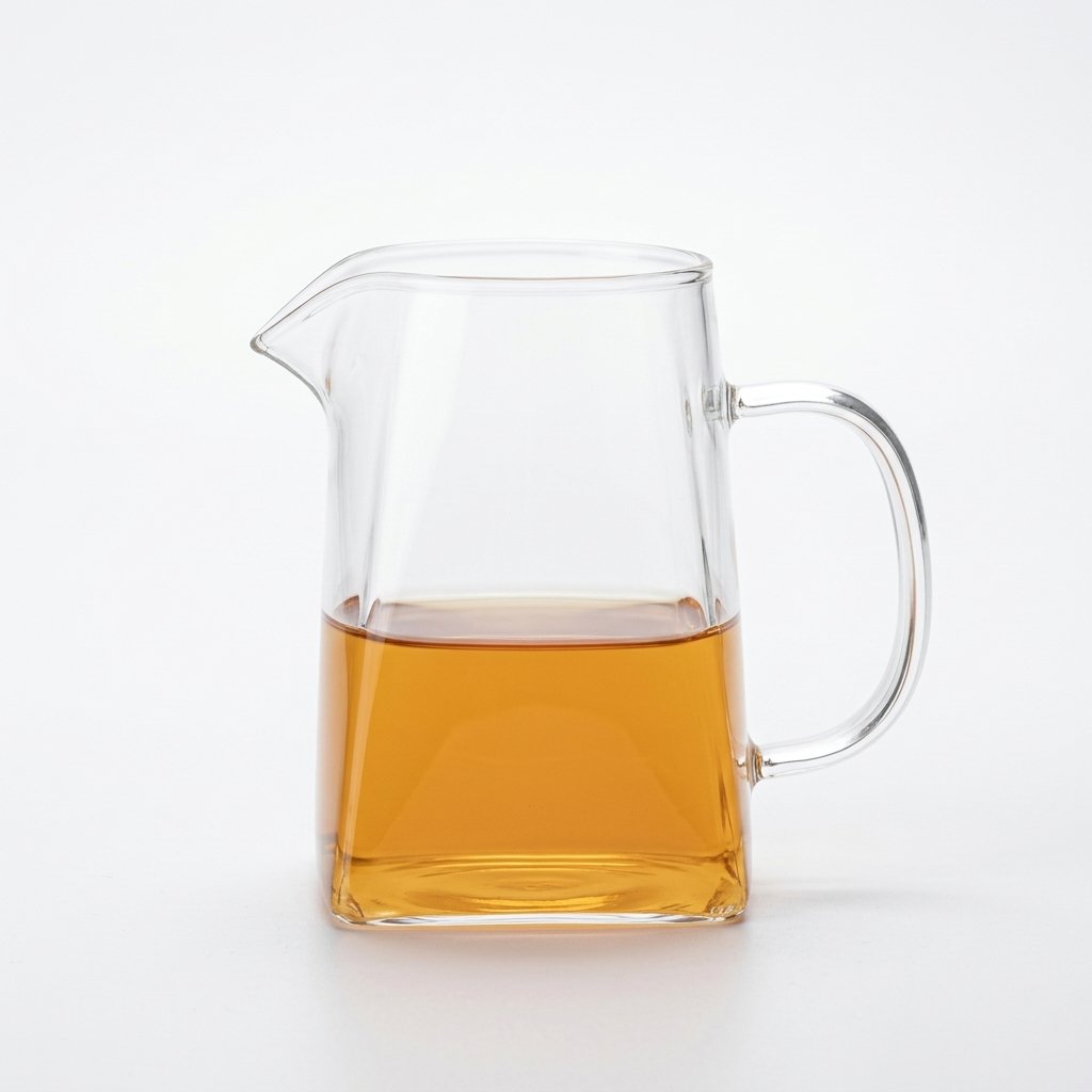 Square Base Glass Gongdao Bei (Fairness Pitcher) 350ML | Multi/Mixed Glass Tea Serving Pitcher - Image 4