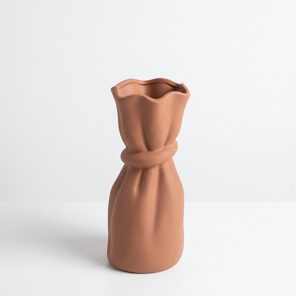 Brown Solid Abstract Ceramic Vase | Modern Sculptural Home Décor - Image 4