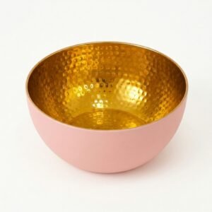 3 Piece Hammered Stainless Steel Bowl Set (Blush/Gold) | Premium Kitchen Mixing & Serving Bowls