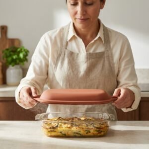 Large Baking Dish with PE Lid (2000ML / 2700ML / 3800ML) | Food Storage & Oven Dish Set (Red)
