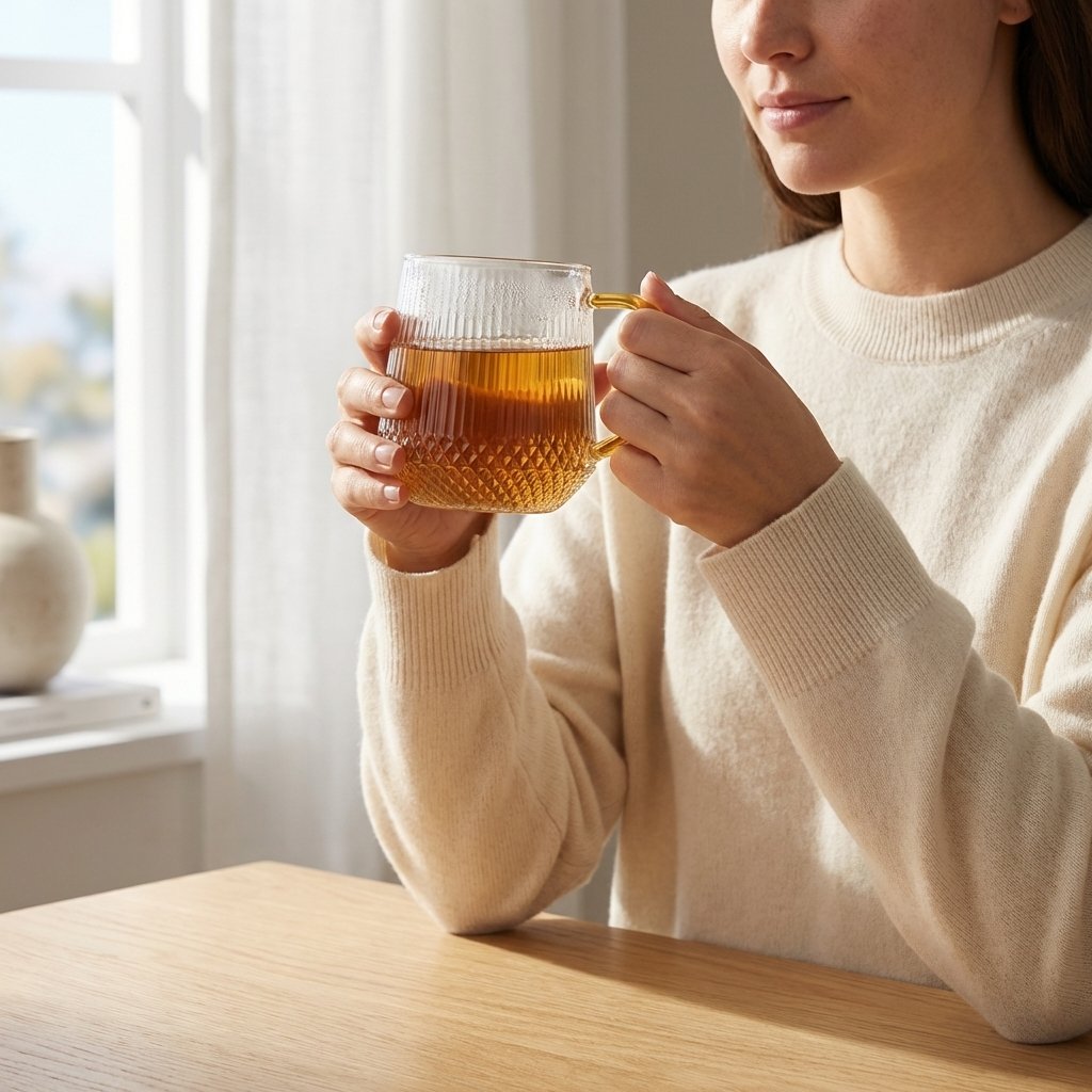 Vintage-Style Embossed Glass Mug with Amber Accent Handle (301–400ML) | Elegant Tabletop Drinkware - Image 4