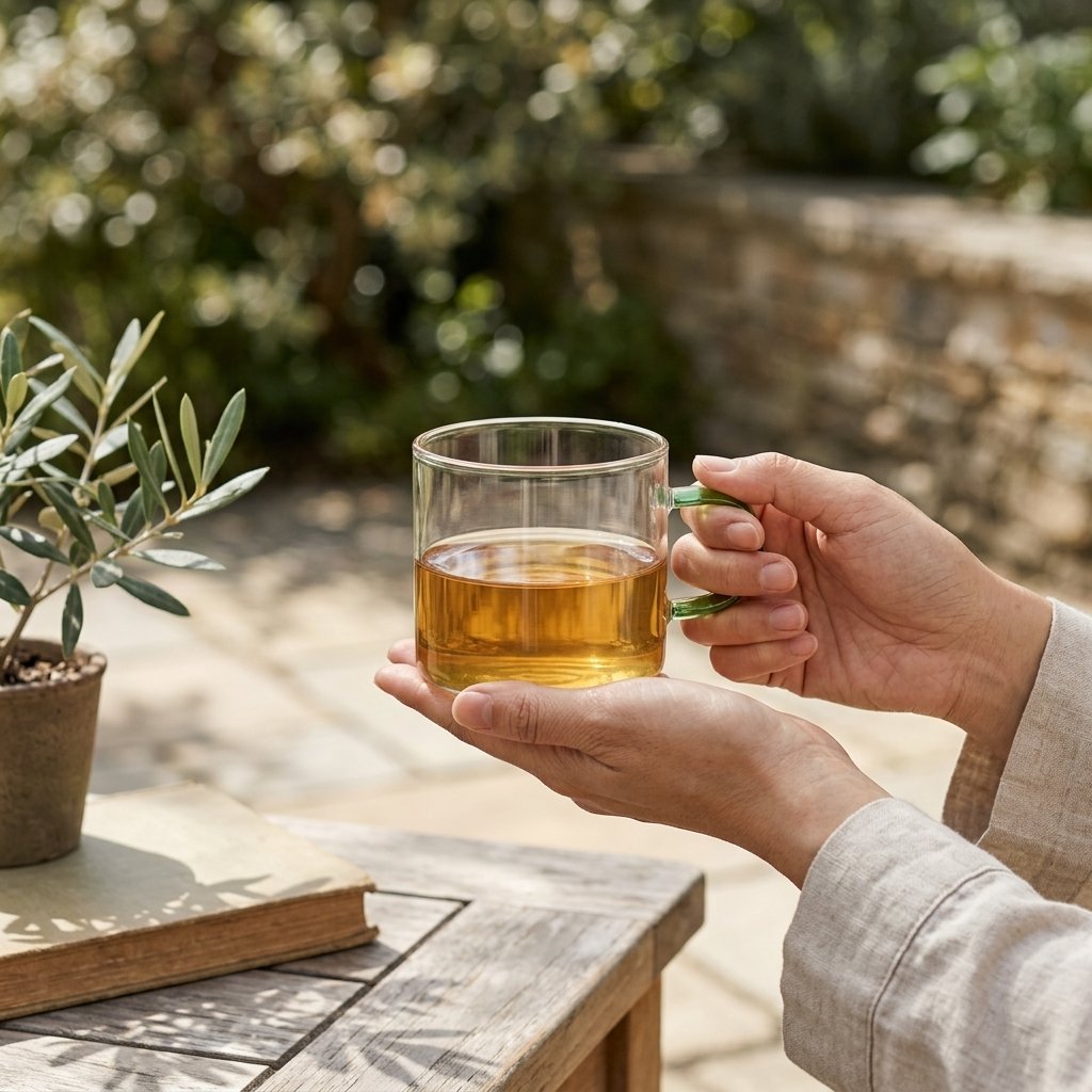 Minimalist Glass Tasting Cup with Emerald Green Handle (120ML) | Small Elegant Drinkware - Image 3