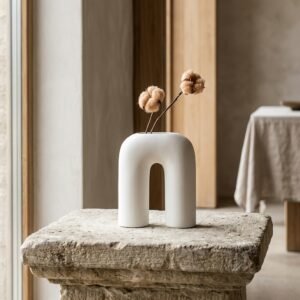 White Archway Abstract Shaped Ceramic Vase | Modern Sculptural Home Décor