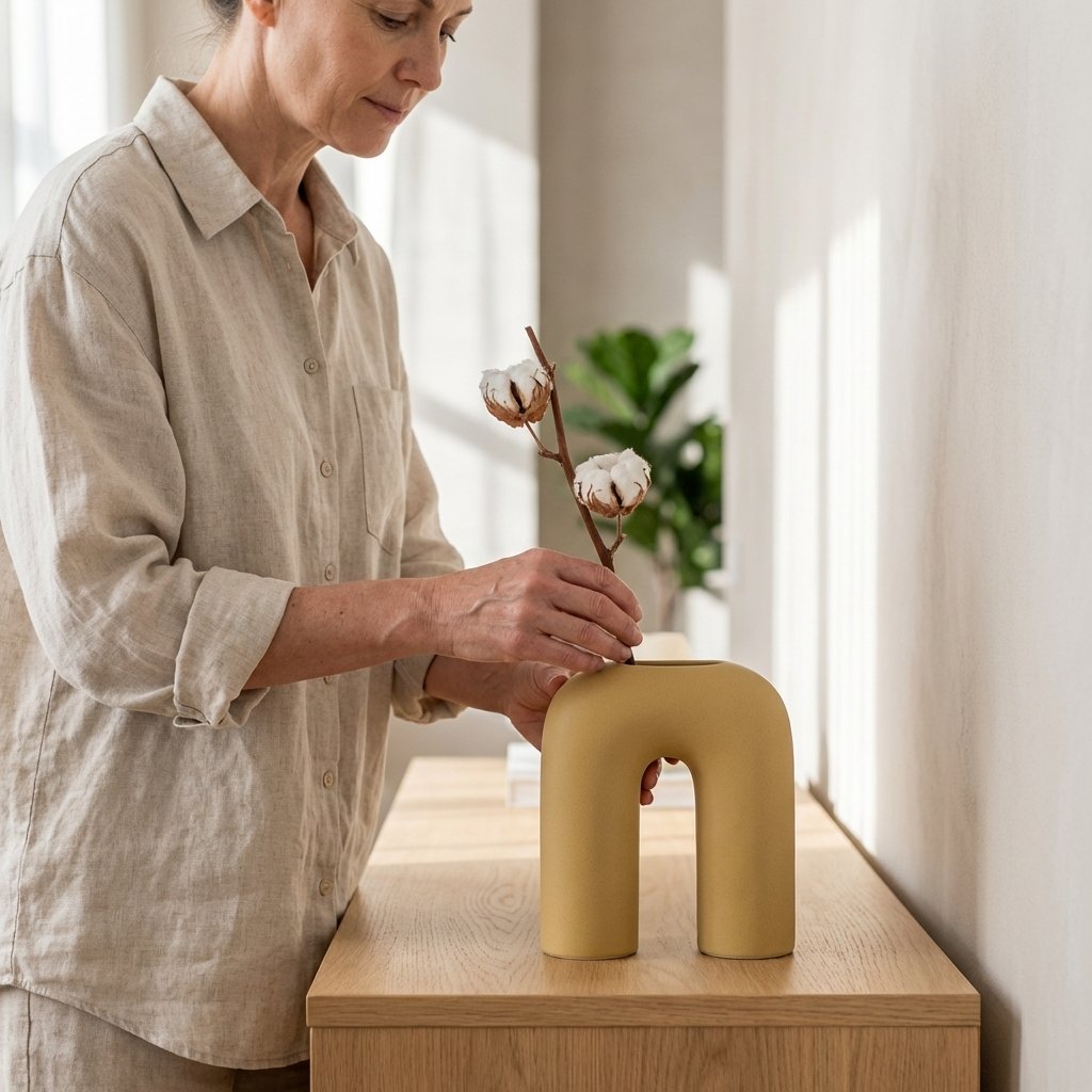 Earth Yellow Archway Abstract Shaped Ceramic Vase | Modern Sculptural Home Décor - Image 4