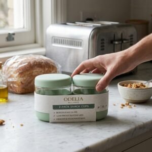 Odelia 2 Pack Snack Cups (Sage) | Reusable Snack Storage Cups for Kids & Travel