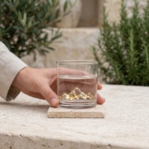 Sculptural Mountain Base Whiskey/Rocks Glass | Premium Multi/Mixed Glass Drinkware