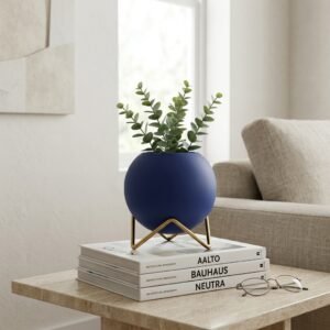 Duo Solid Round Ceramic Vase | Multi-Color Decorative Home Accent