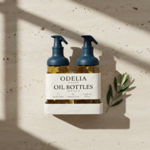 2PK 450ML Oil Bottle Set with Easy Pour & Click Open/Close Spout – Navy.