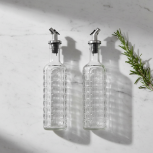 2PK 500ML Oil Bottle Set with Easy Pour Open/Close Spout – Multi Colored Pack.