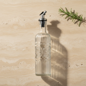 2PK 500ML Oil Bottle Set with Easy Pour Open/Close Spout | Multi Colored Pack | Metal Tray Packaging