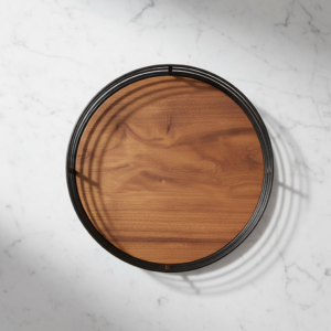 Mixed Material Serving Tray Wood & Metal (Black) | Modern Kitchen & Dining Serving Tray