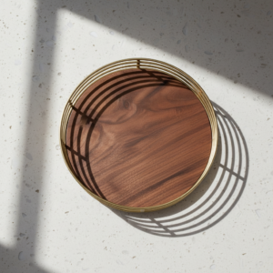 Mixed Material Serving Tray Wood & Metal (Gold) | Elegant Kitchen & Dining Serving Tray