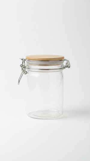 Set of 2 (800ML) Bamboo Lid Airtight Clamp Jar