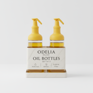 2PK 450ML Oil Bottle Set with Easy Pour & Click Open/Close Spout – Yellow.