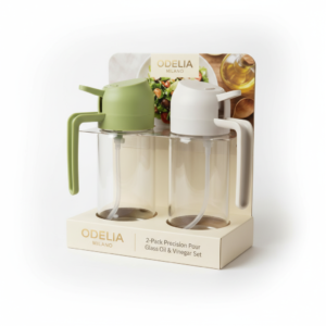 2PK 500ML Oil Bottle Set with Easy Pour Open/Close Spout – Multi Colored Pack.