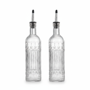 2PK 500ML Oil Bottle Set with Easy Pour Open/Close Spout – Multi Colored Pack.