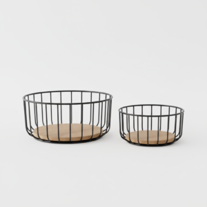 2 Piece Bowl Set with Wooden Bottom | Modern Serving Bowl Set | Decorative Kitchen & Dining Bowls